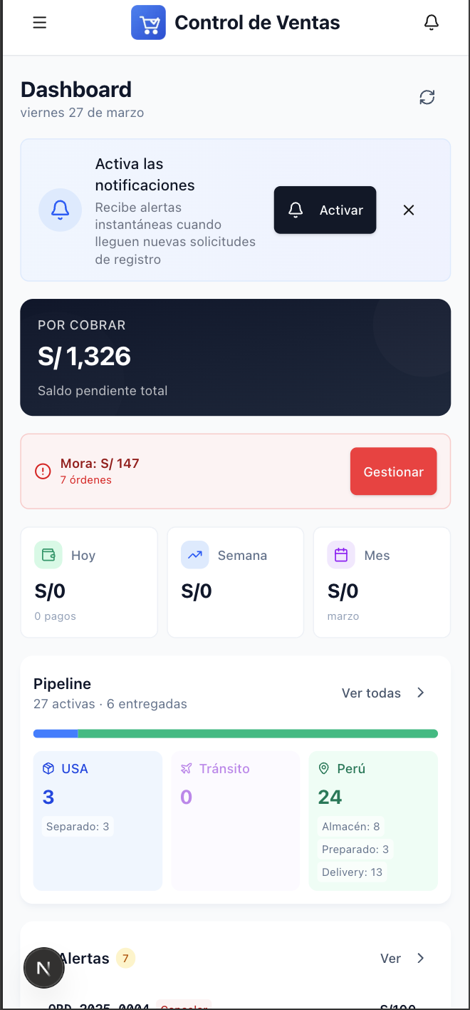 Sales & Logistics Control — USA to Peru screenshot