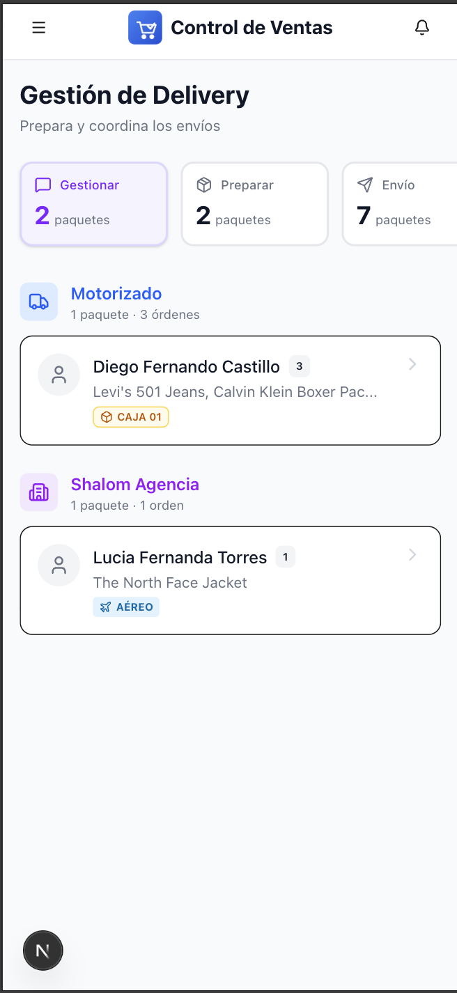 Sales & Logistics Control — USA to Peru screenshot