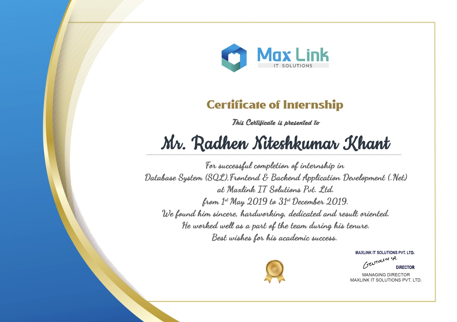 Certificate of Internship
