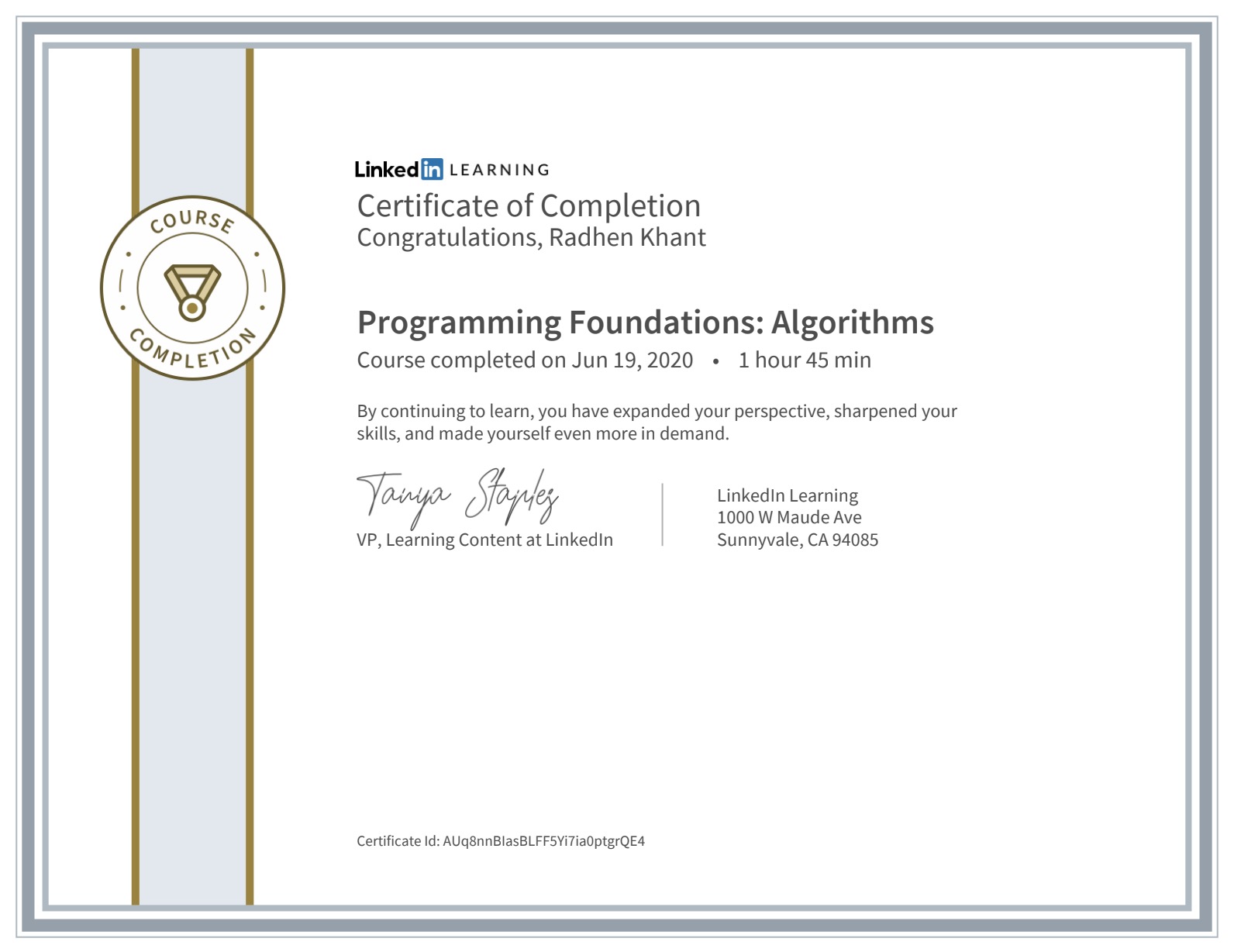 Programming Foundations: Algorithms