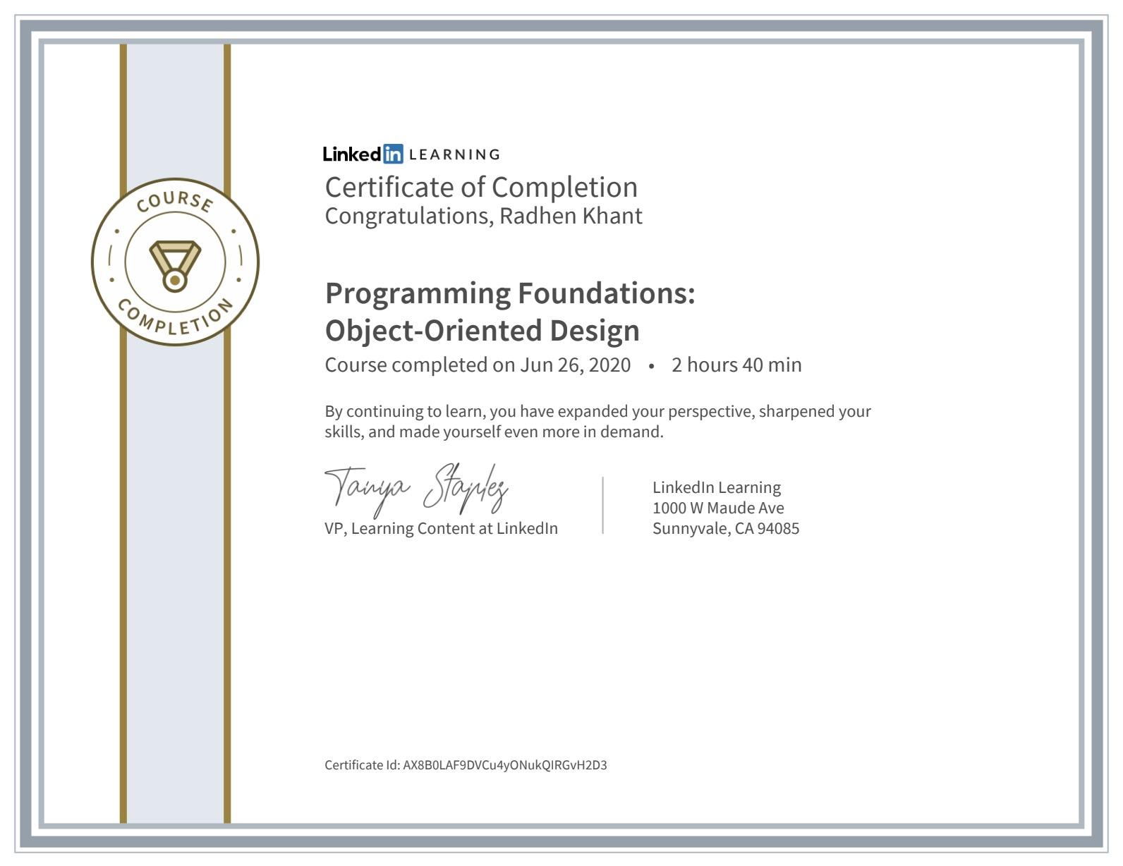 Programming Foundations: Object-Oriented Design