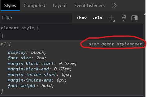 User agent styles