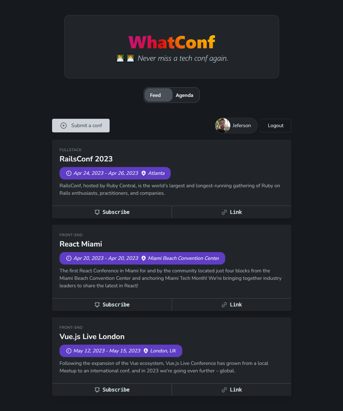WhatConf project screenshot