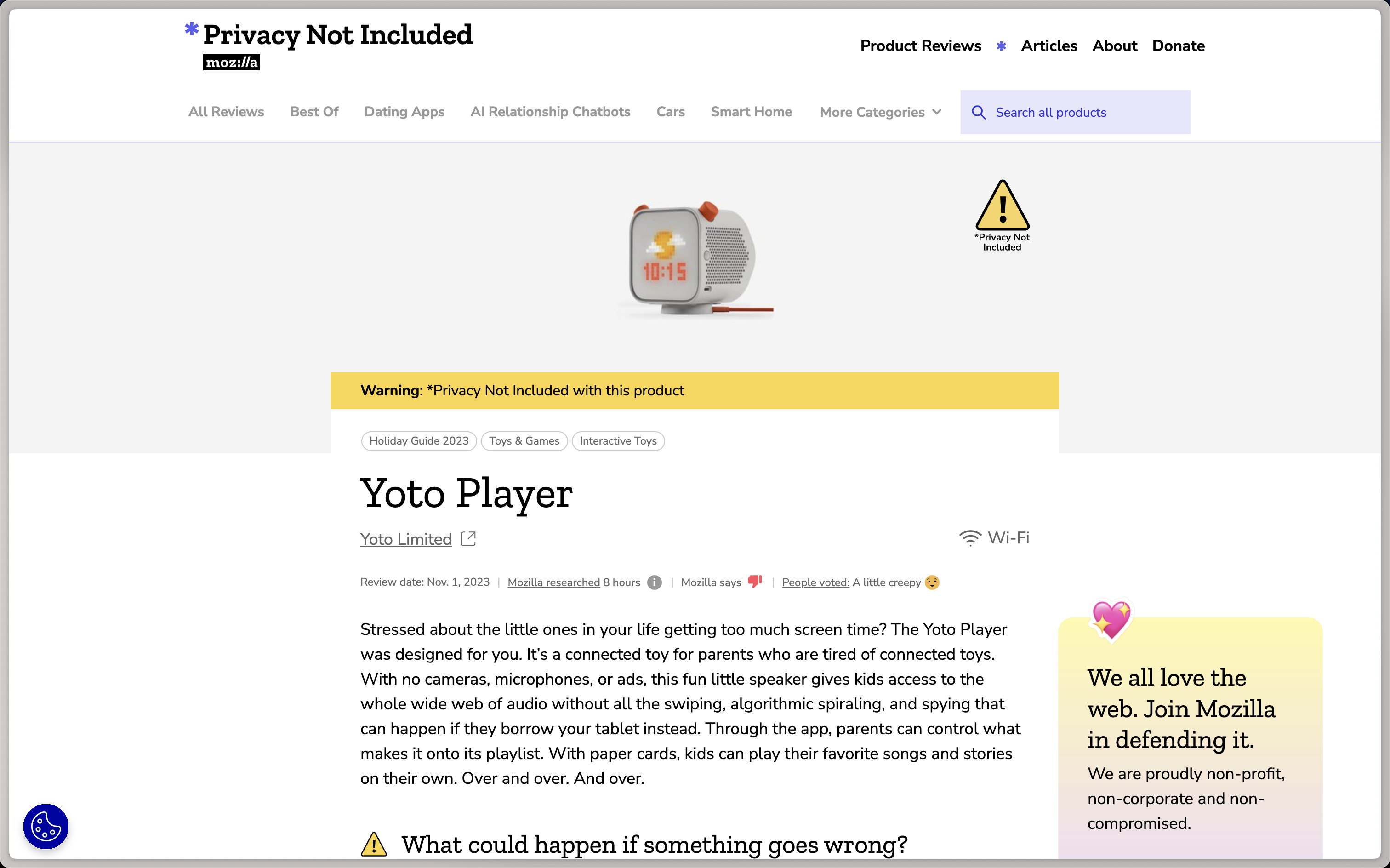 Mozilla's Buyers Guide Yoto Player