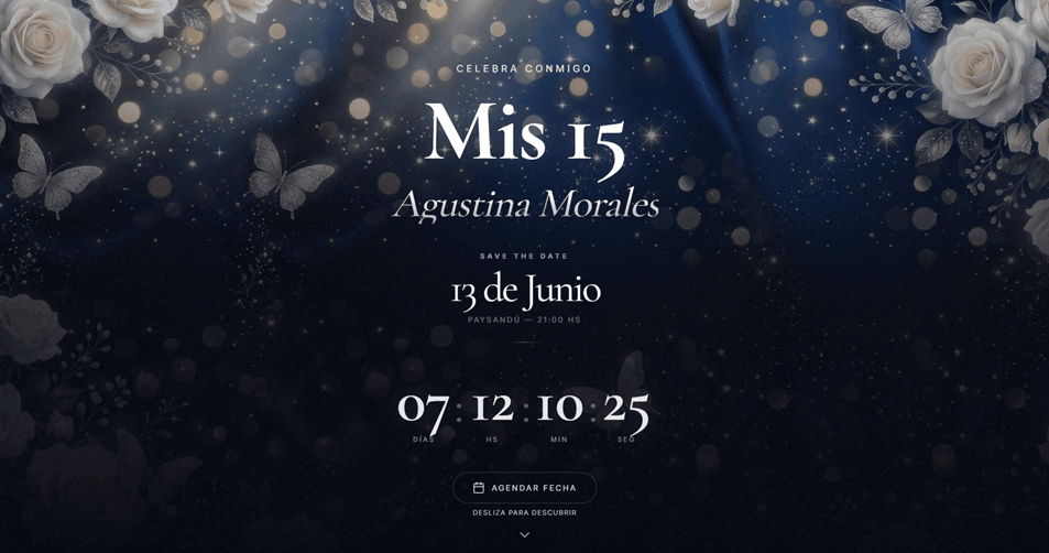 Agustina Morales - Tarjeta Virtual de 15 Años