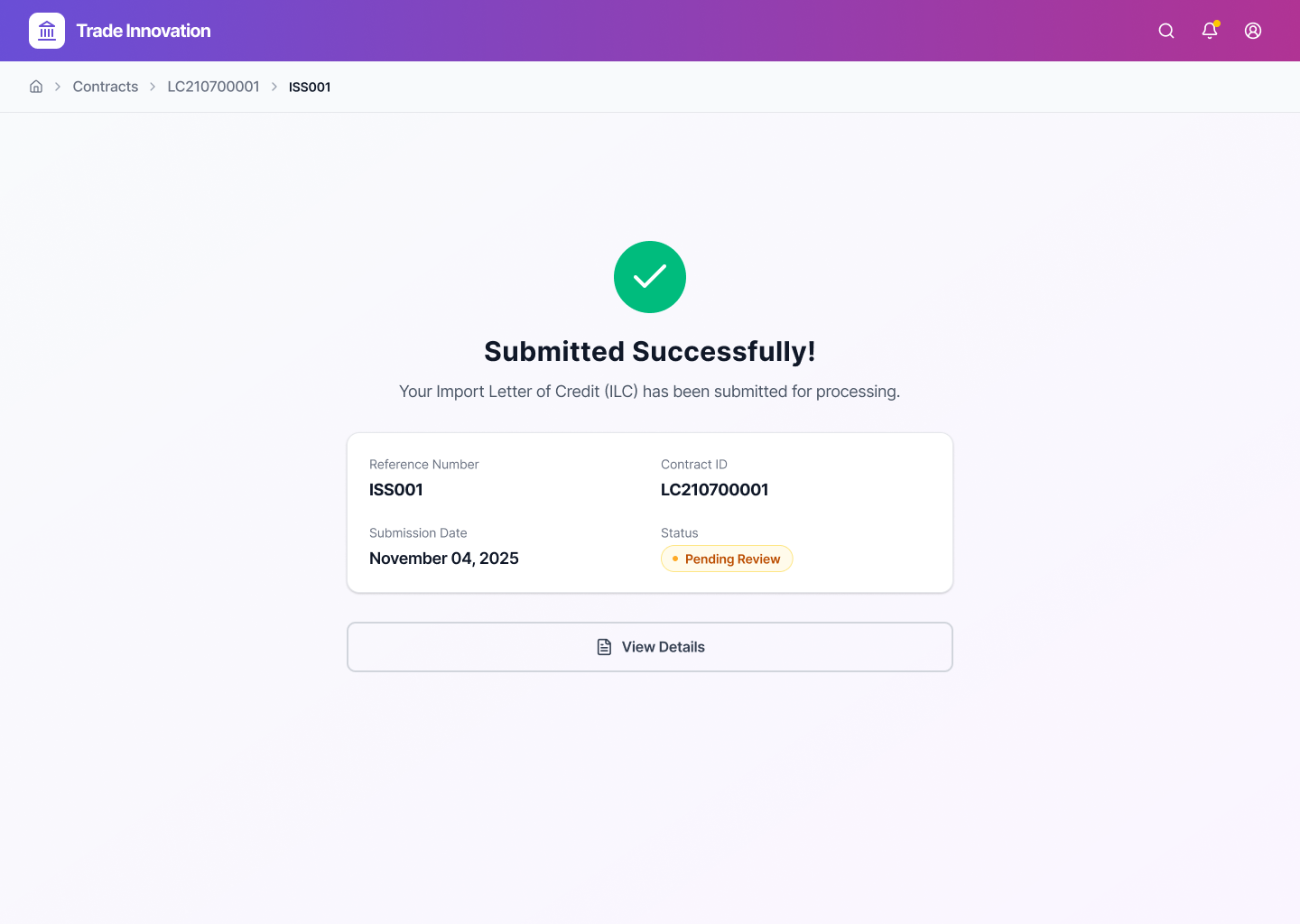 Success confirmation feedback