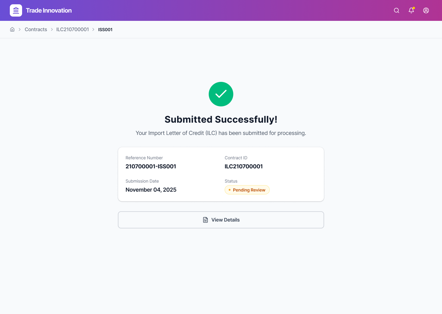 Success confirmation feedback