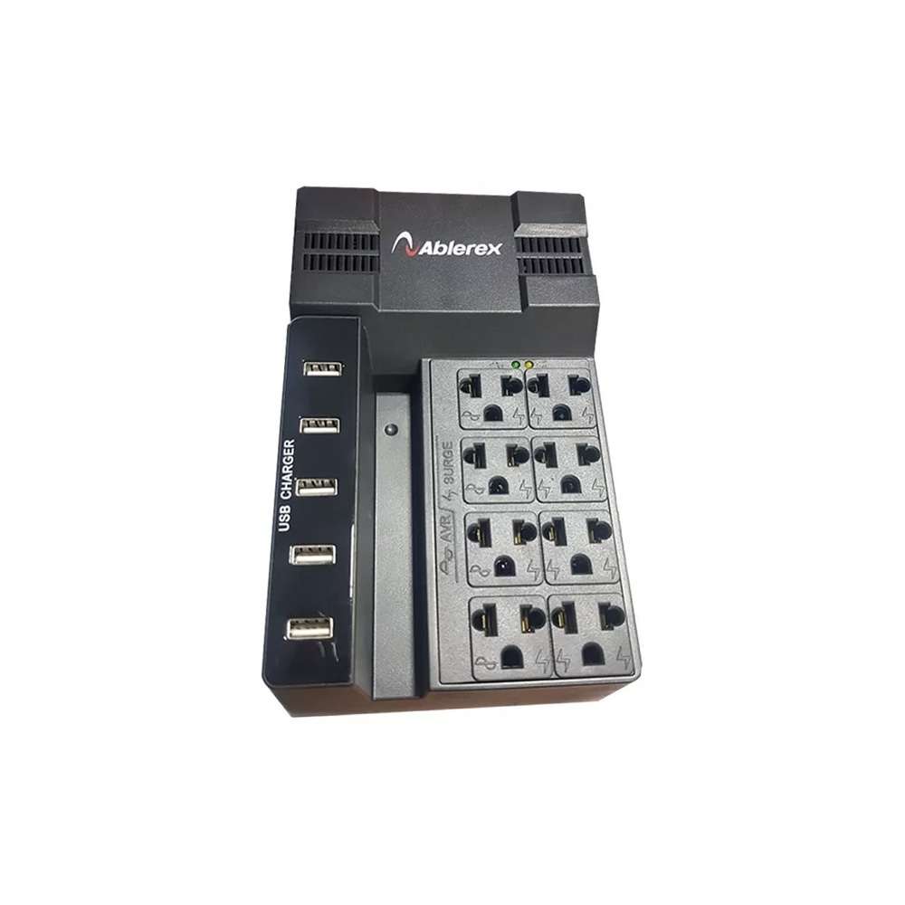 Regulador Ablerex AB-R1208USB 1200VA/600W 120V 8 Tomas 5 Puertos USB para Carga