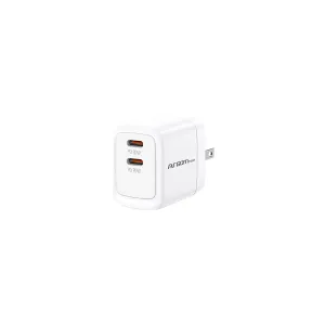 Cargador Argom AC-0132WT Wall Charger Dual 40W Carga Rápida 2 Conectores USB-C Blanco