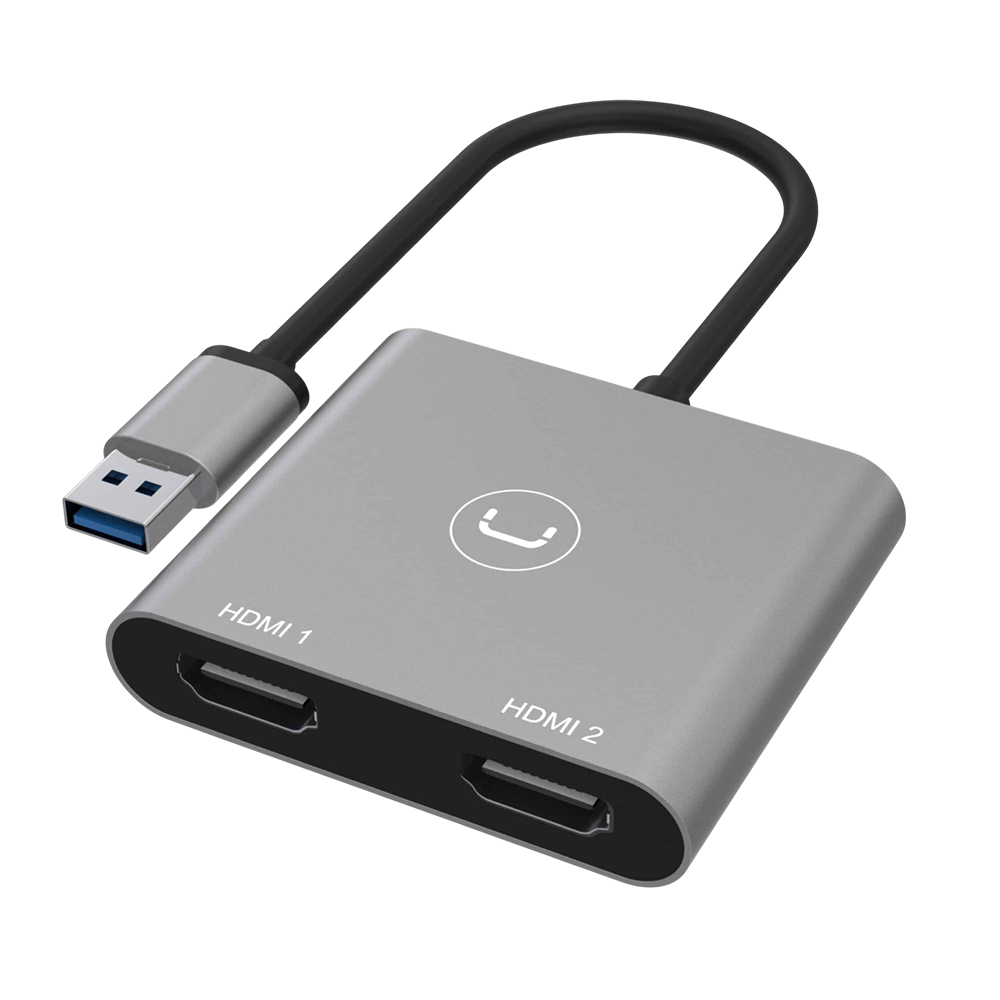 Adaptador Unno Tekno HB1102GY USB tipo A a doble HDMI