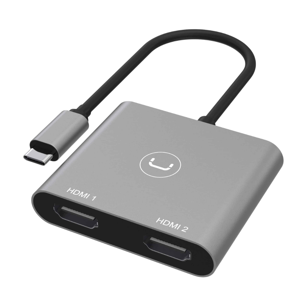 Adaptador Unno Tekno HB1103GY USB tipo C a doble HDMI