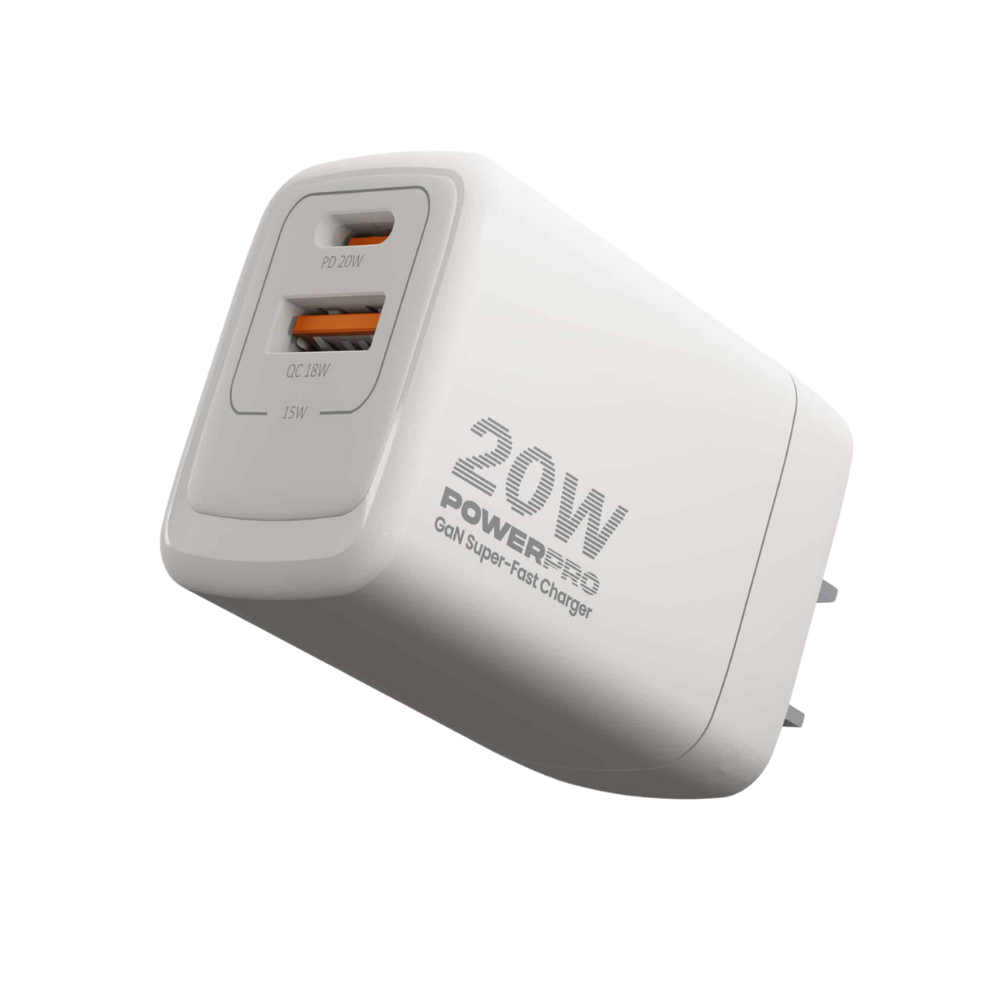 Cargador de Pared Unno Tekno PW5063WT USB Tipo A USB Tipo C PD 20W