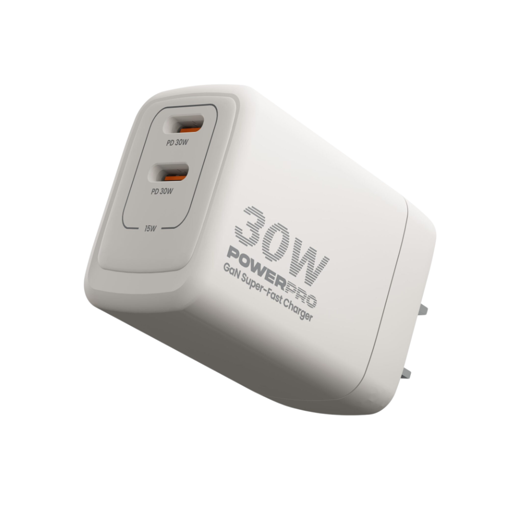 Cargador de Pared Unno Tekno PW5064WT 2 USB Tipo C PD 30W