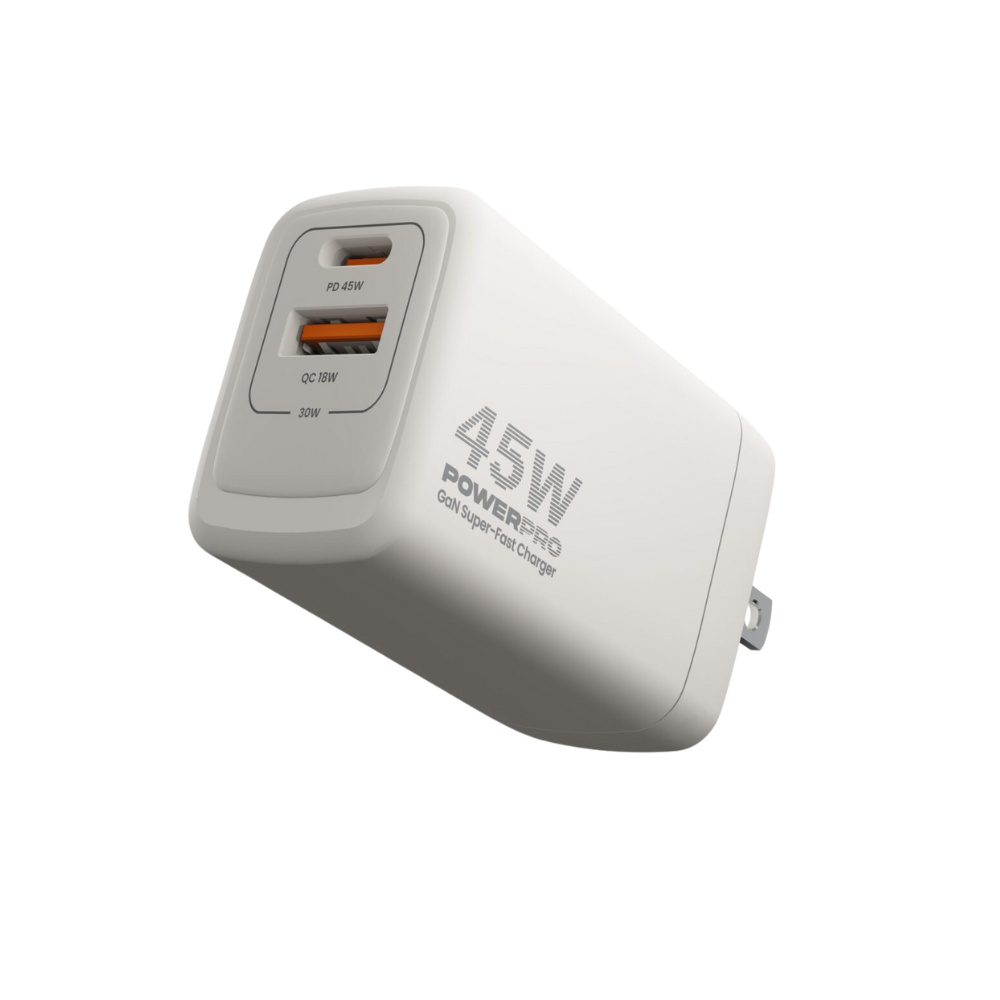Cargador de Pared Unno Tekno PW5065WT USB Tipo A USB Tipo C PD 45W