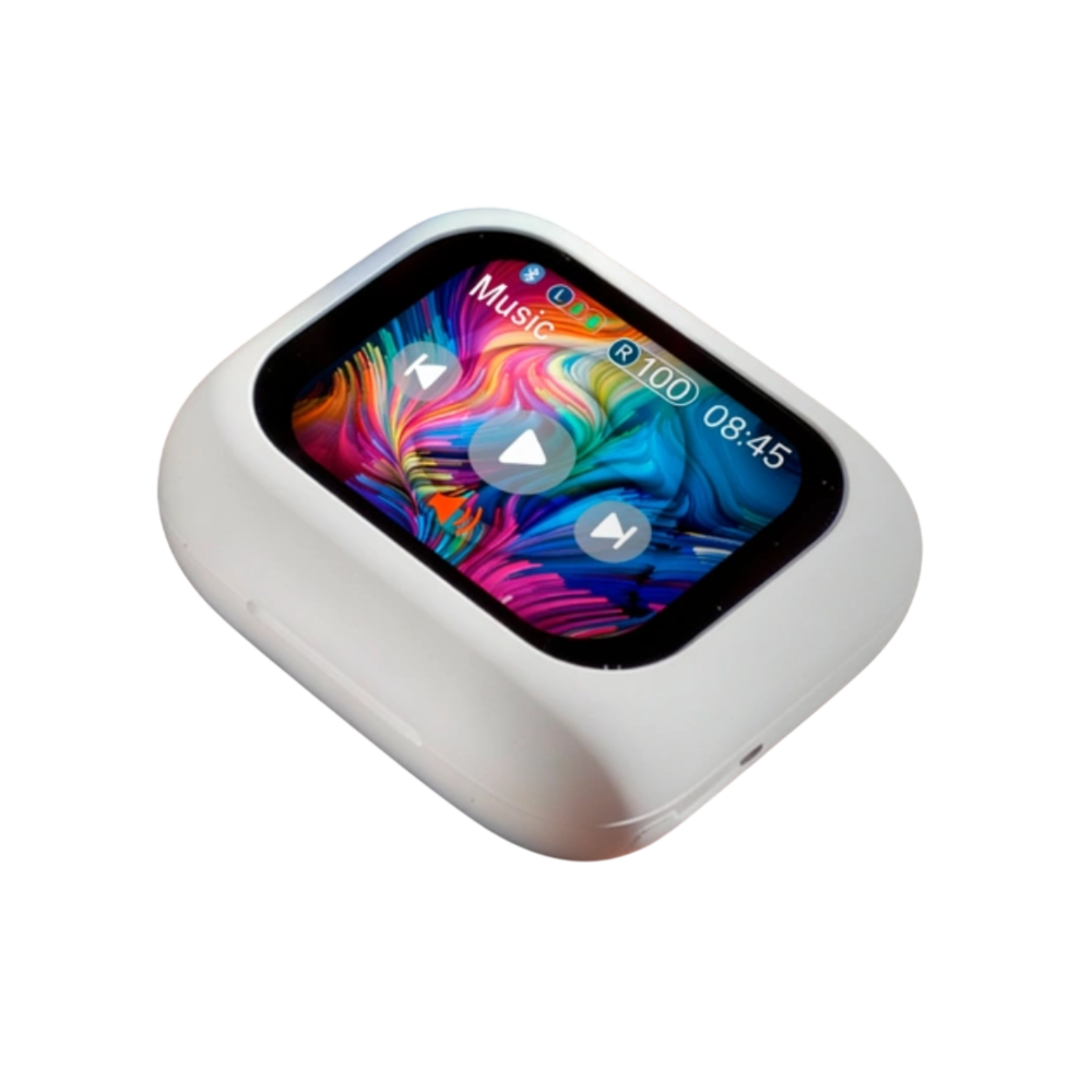 Logic TW38S Auriculares Earbuds TWS IPX5 Estuche con Pantalla Blanco
