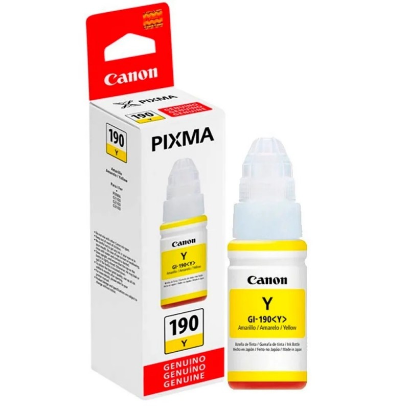 Botella de Tinta Canon GI190Y Amarillo para G1100/G2100/G3100 7000 Páginas
