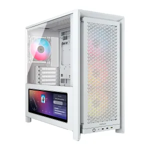 Case Corsair ATX 4000D Pantalla Táctil Xeneon 14.5" Tempered Glass 4 Ventiladores RGB Mid-Tower Sin Fuente Blanco