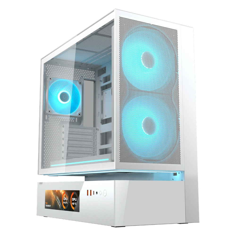 Case Cougar CFV235 Mesh Vision RGB Panel LCD 9.16" Vidrio Templado Mid-Tower Blanco
