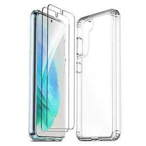Funda Genérico Samsung Galaxy S21 6.2" Transparente con 3 Protectores de Pantalla