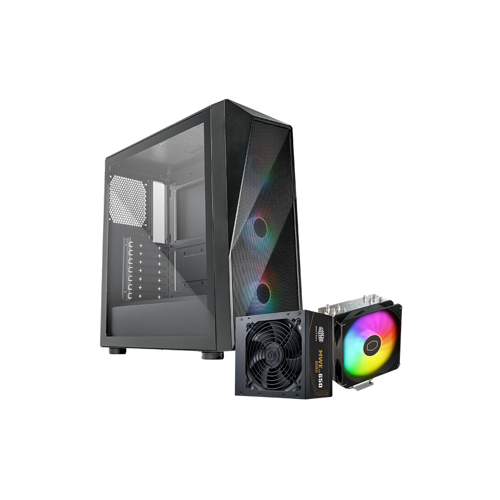 Case Cooler Master CMP520 Mid Tower Negro Bundle Fuente 650W 80+ Bronze + Disipador Air Cooler 212 Spectrum