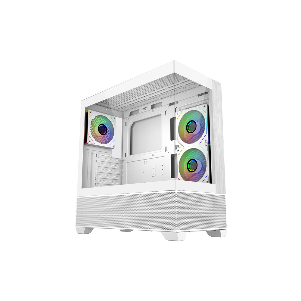 Case Cooler Master Elite 690 Mid Tower White Wood 1x120mm ARGB Rear 2x120mm Side Mount