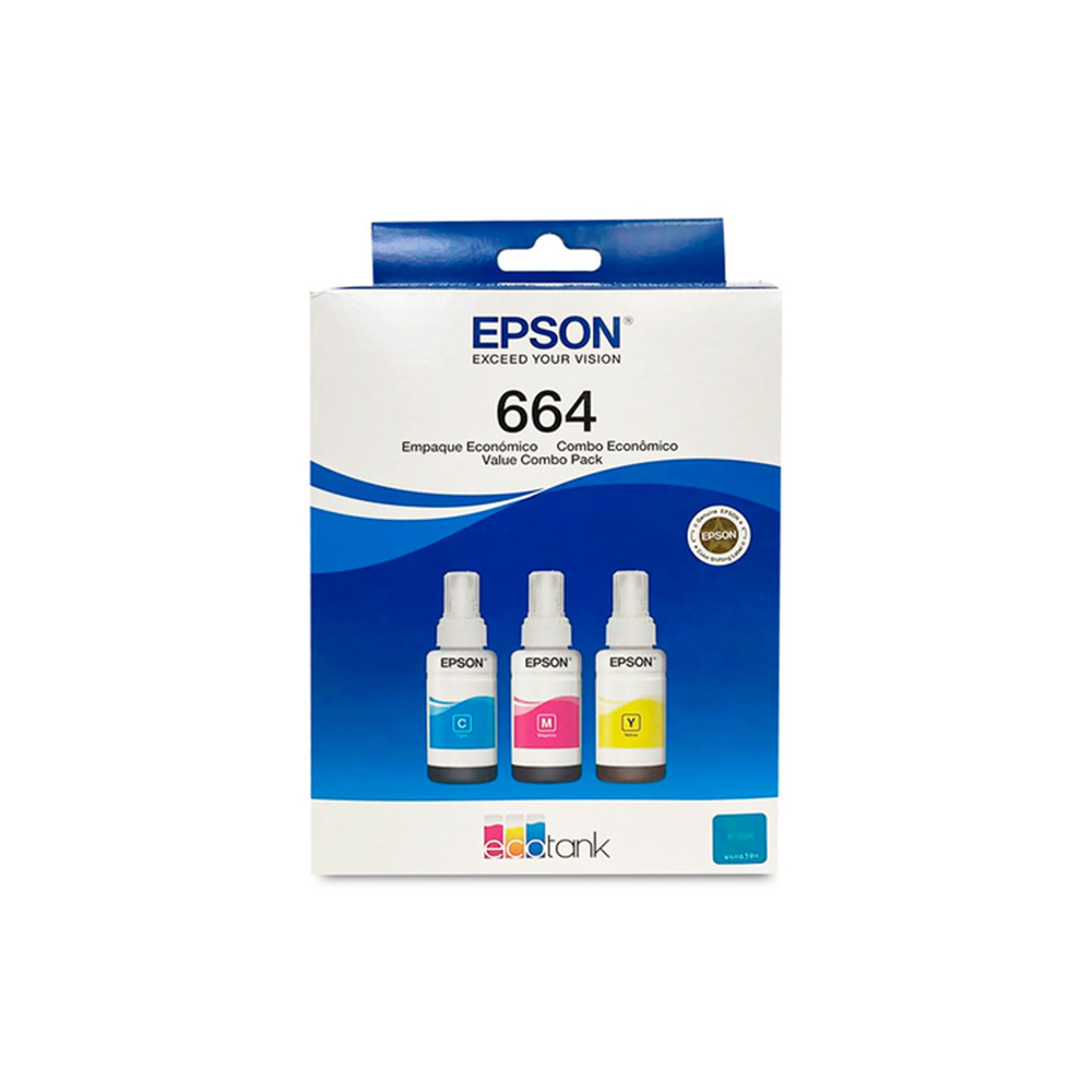 Insumo de Impresión Epson T664520-3P Botellas de Tinta Pack 3 Cyan/Magenta/Amarillo para L200/L350/L355