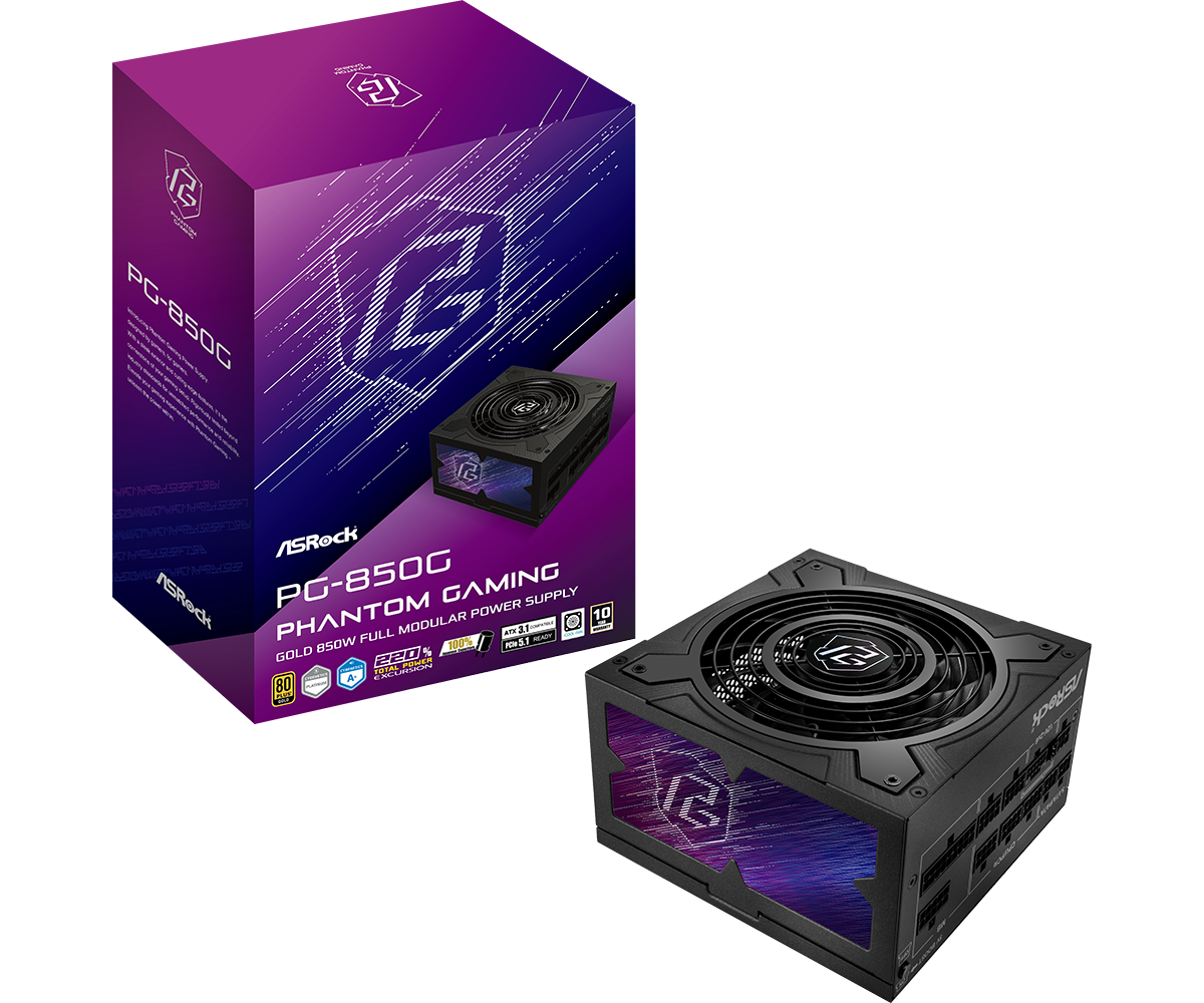 Fuente de Poder ASRock Phantom Gaming PG-850G 850W 80 Plus Gold Modular ATX