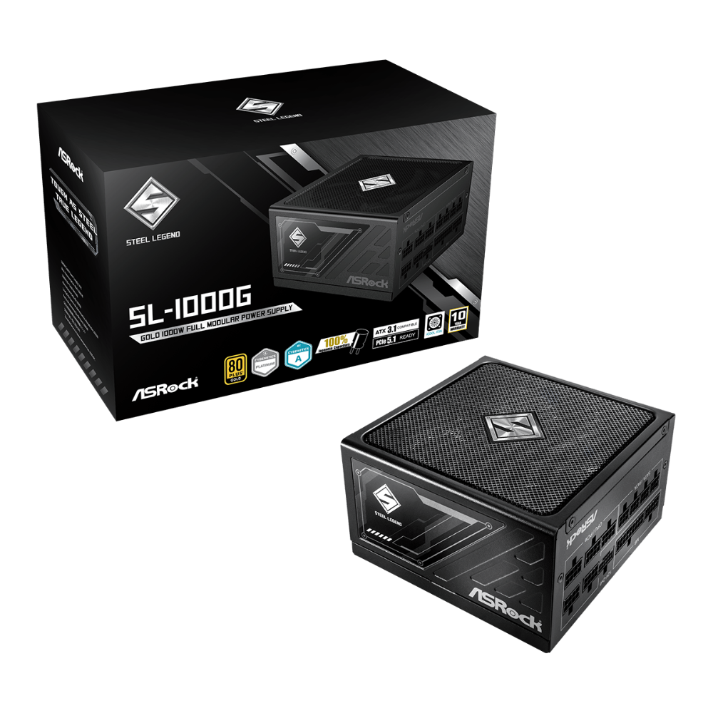 Fuente de Poder ASRock Steel Legend SL-1000G 1000W 80 Plus Gold Modular ATX