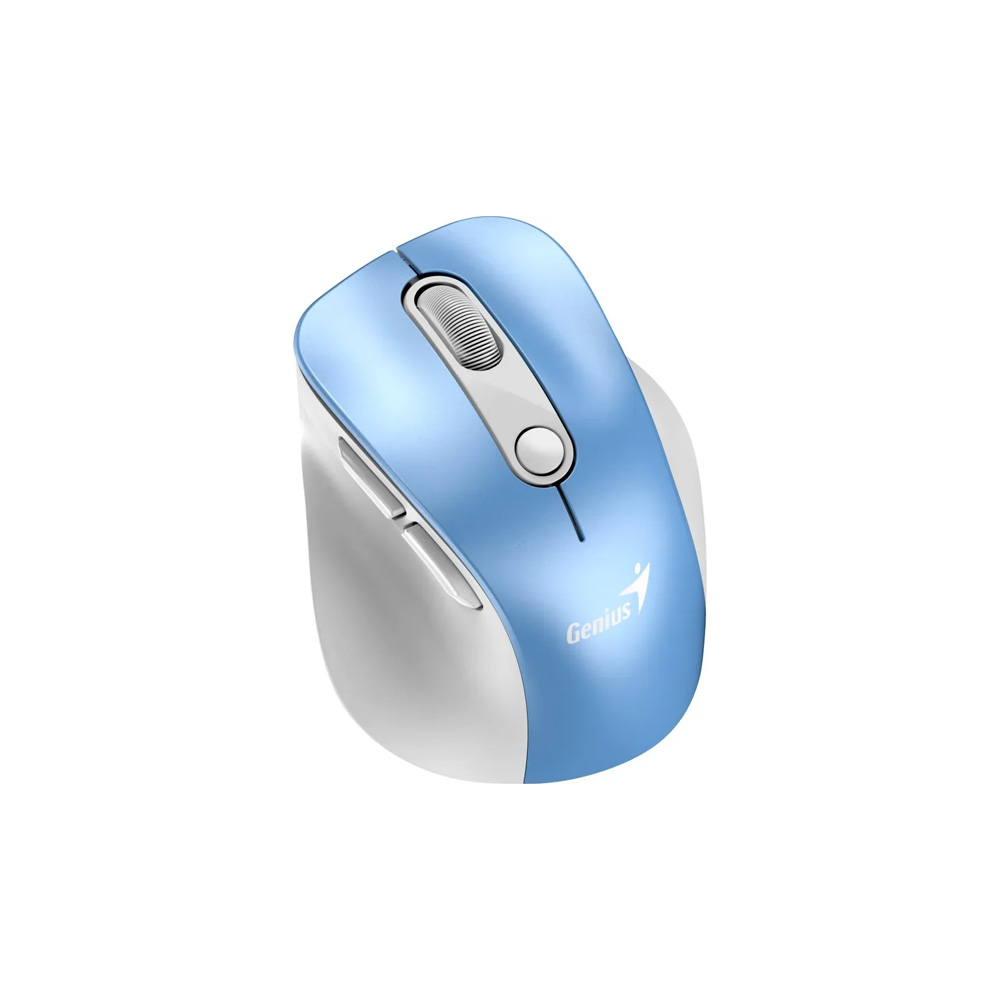 Mouse Genius Mini Ergo 9000S Pro Wireless Light Blue Recargable Dual BT y 2.4GHz RGB DPI 800-2400
