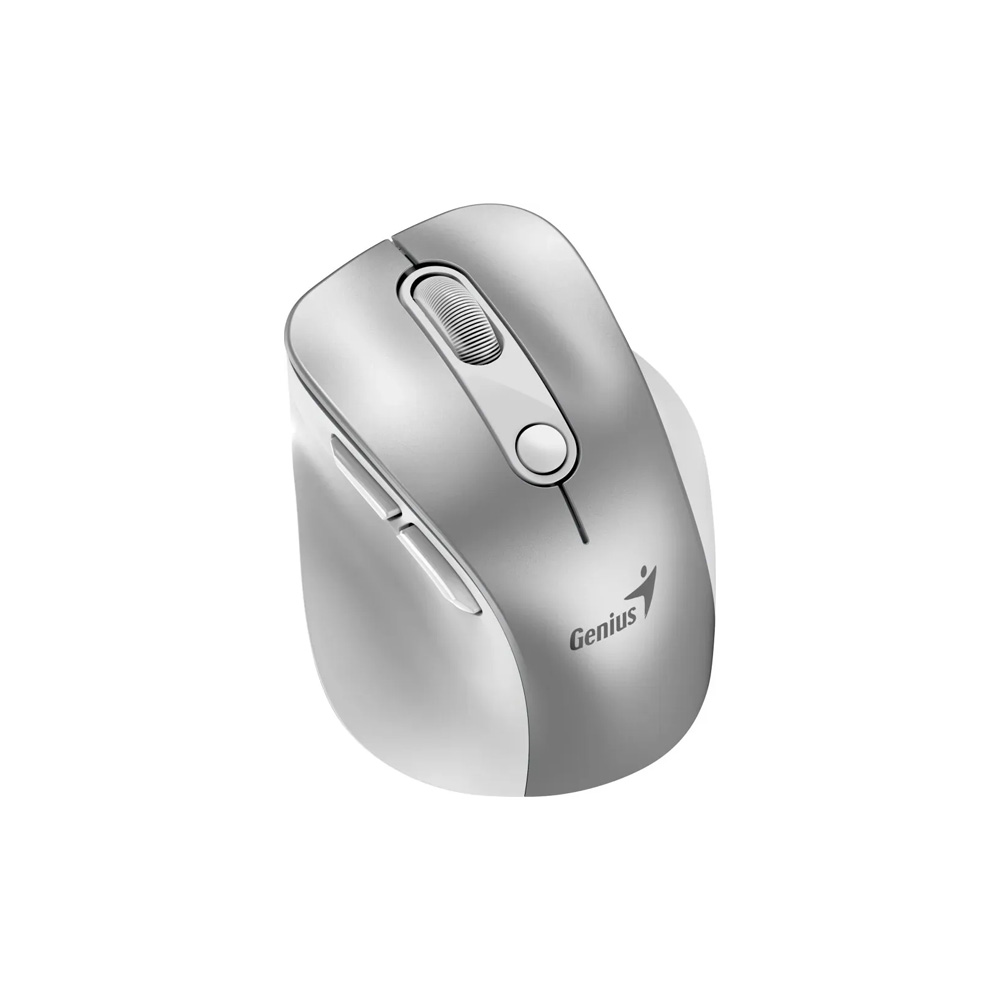 Mouse Genius Mini Ergo 9000S Pro Inalámbrico Silver Recargable Dual BT y 2.4GHz RGB DPI 800-2400