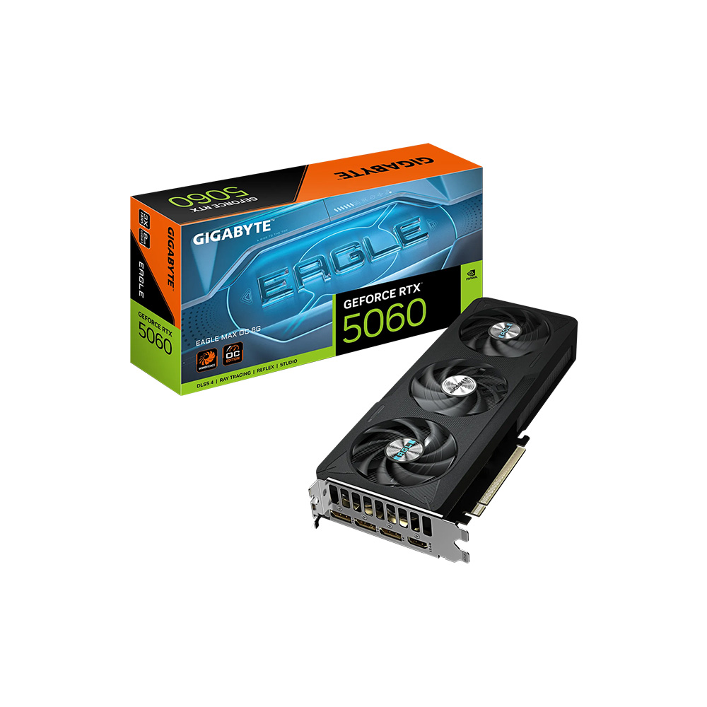 Tarjeta de Video Gigabyte GeForce RTX 5060 Eagle MAX OC 8G GDDR7 PCIe 5.0 2550MHz 550W