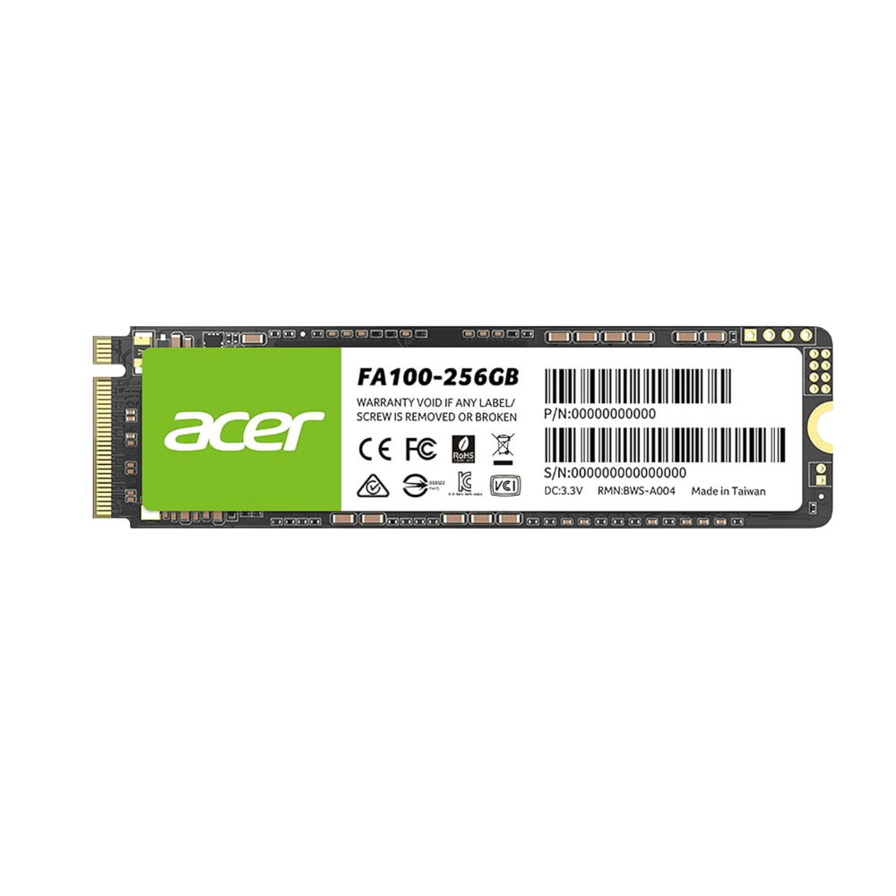 Disco Sólido Acer FA100 256GB M.2 PCIe NVMe 2280 Gen 3.0 x4 Read 3300MB/s Write 2700MB/s