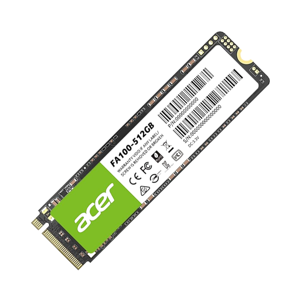 Disco Sólido Acer FA100 512GB M.2 PCIe NVMe 2280 Gen 3.0 x4 Read 3300MB/s Write 2700MB/s