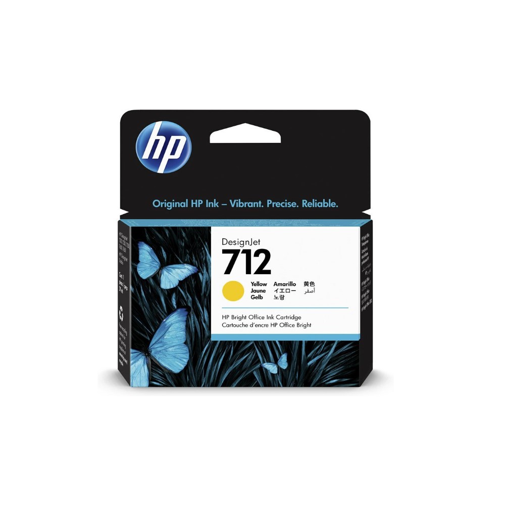 Cartucho de Tinta HP 712 Amarillo DesignJet T210/T230/T250/T630/T650 29ml 3ED69A