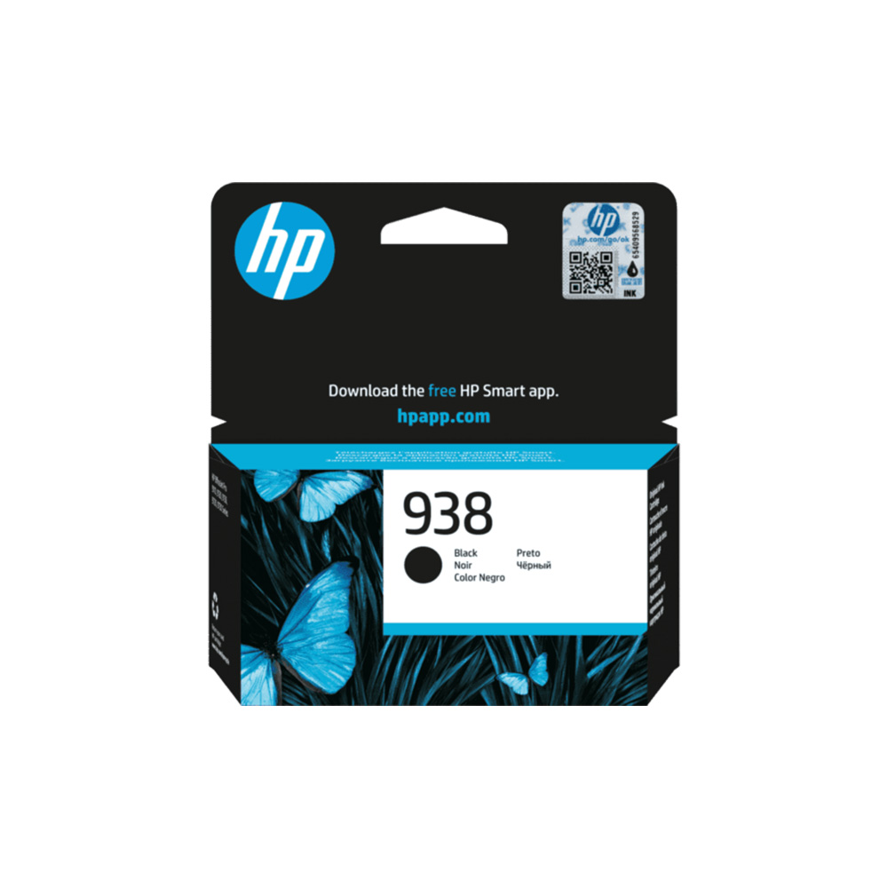 Cartucho de Tinta HP 938 Negro OfficeJet Pro 9110/9120/9130/9720/9730 1250 Páginas 4S6X8PL