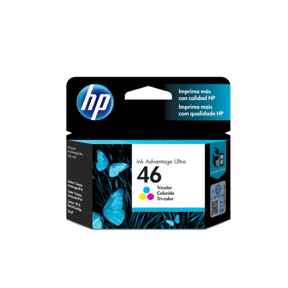Cartucho de Tinta HP 46 Tricolor AIO 4729/2029/2529/2020/2520 750 Páginas CZ638AL