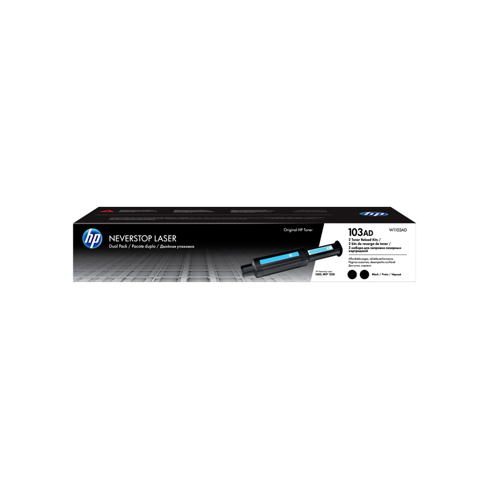 Tóner HP 103AD Negro Laser Kit de Recarga Original Doble Pack 2500x2 Páginas W1103AD