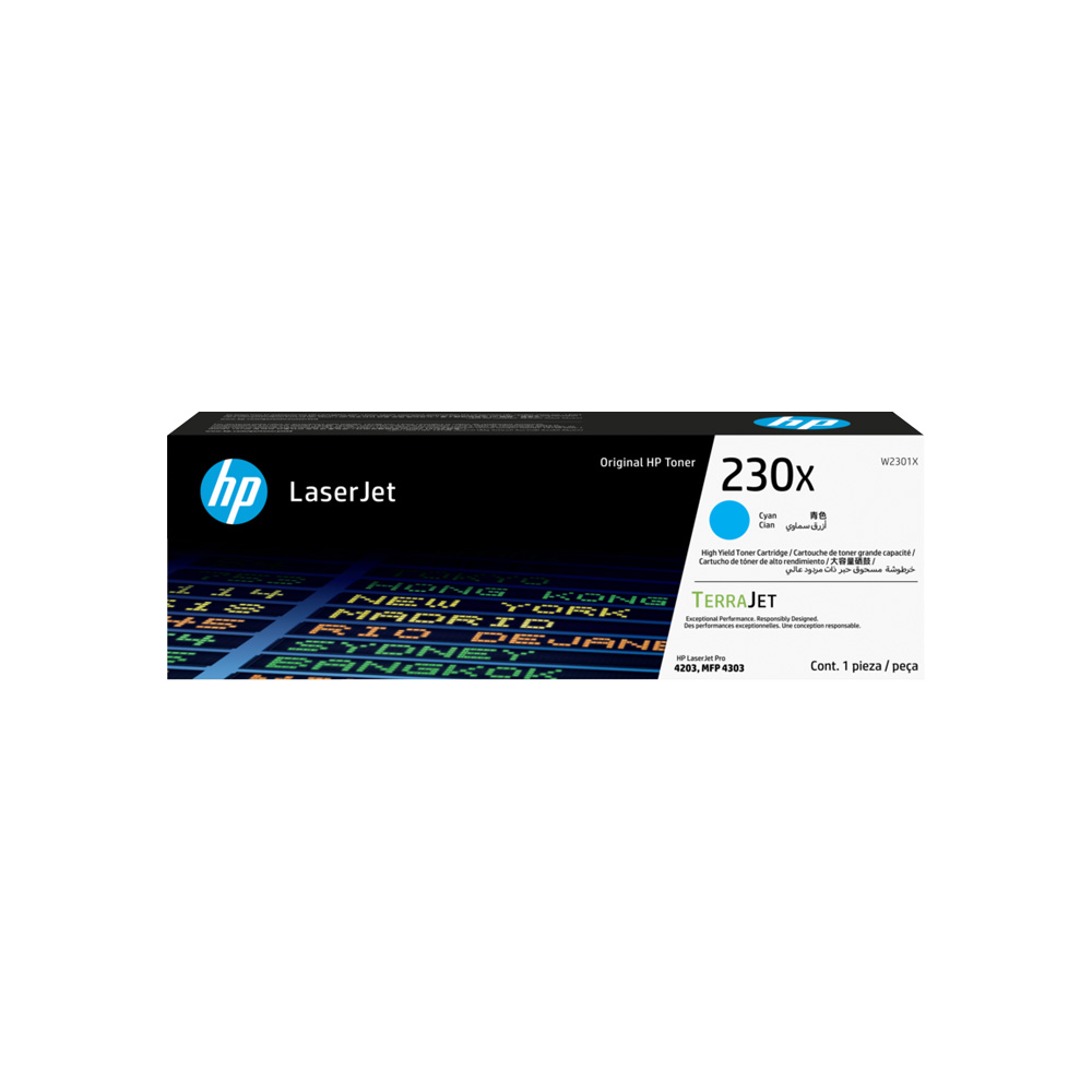 Tóner HP 230X Cyan Alto Rendimiento LaserJet 4203/4303 5500 Páginas W2301X