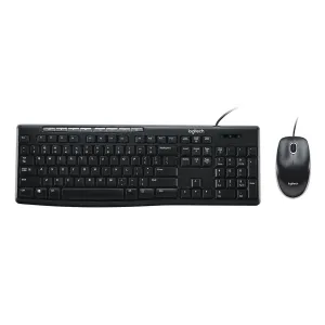 Teclado y Mouse Combo Logitech MK200 USB Resistente a Salpicaduras Plug and Play Negro