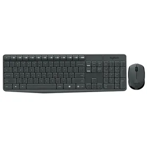 Teclado y Mouse Combo Logitech MK235 Inalámbrico USB Resistente a Salpicaduras Negro
