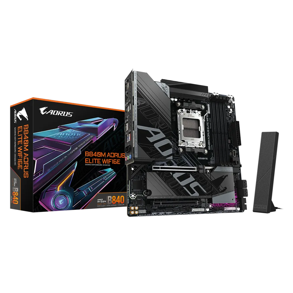 Mainboard Gigabyte B840M Aorus Elite WiFi 6E AM5 DDR5 4 Slots HDMI DP 2.5G LAN mATX