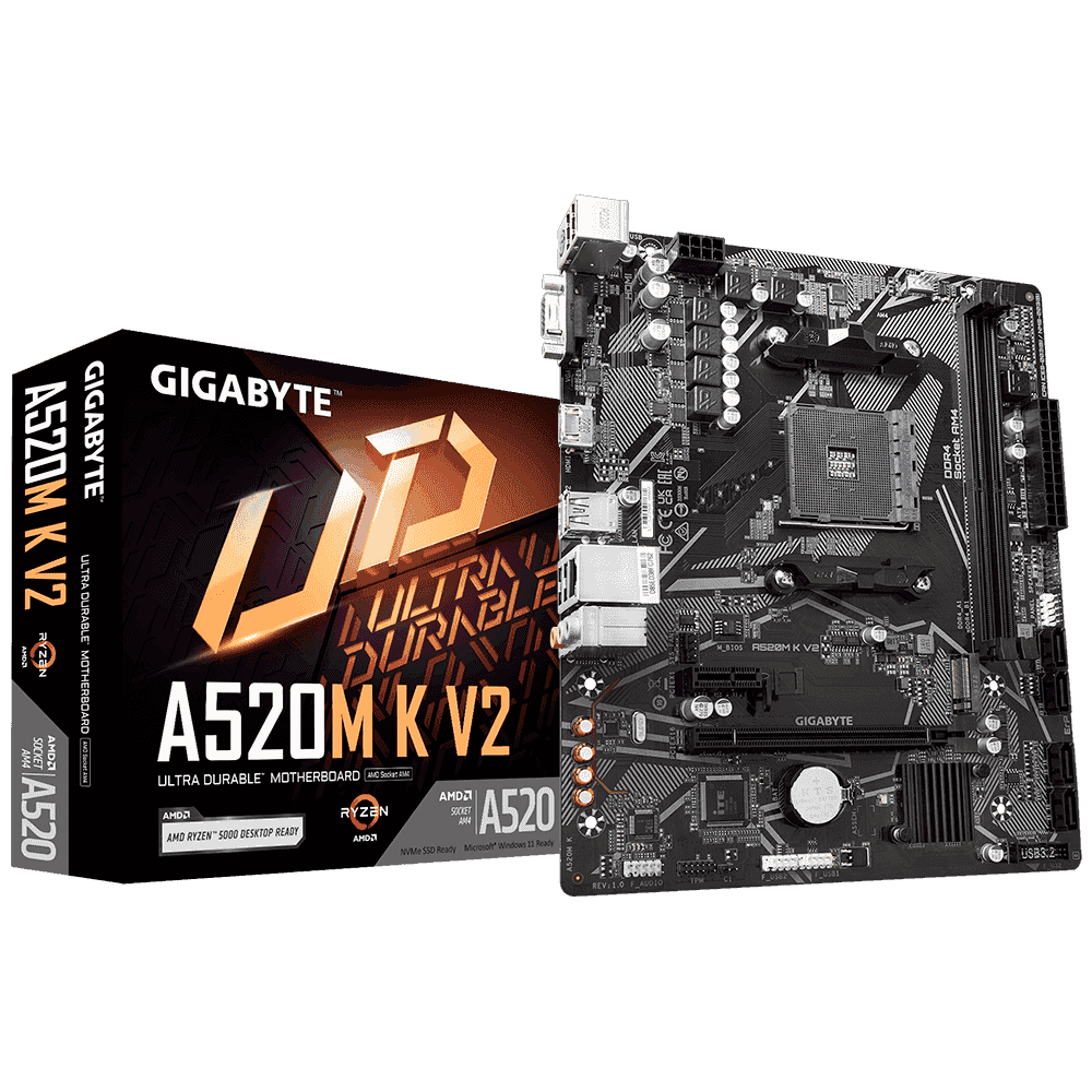 Gigabyte A520M K V2 AM4 DDR4 HDMI DVI DP Gigabit ATX