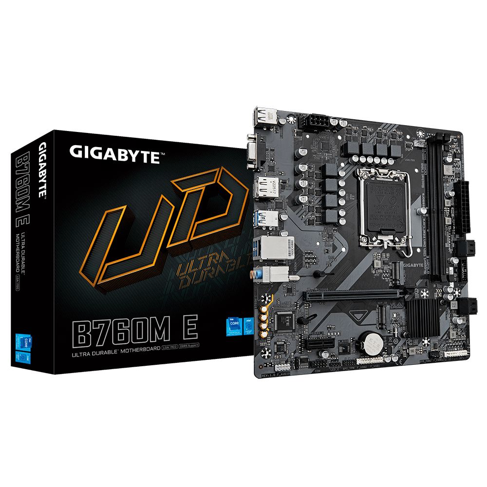 Mainboard Gigabyte B760M E LGA1700 DDR5 2 Slots HDMI Display Port VGA 10/100/1000 mATX