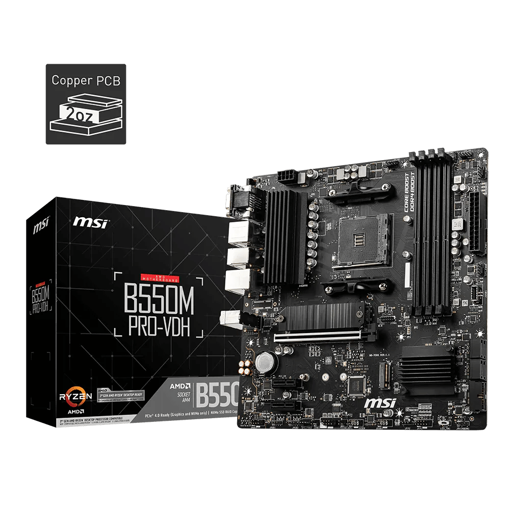 Mainboard MSI B550M PRO-VDH AM4 DDR4 4 slots mATX Wi-Fi