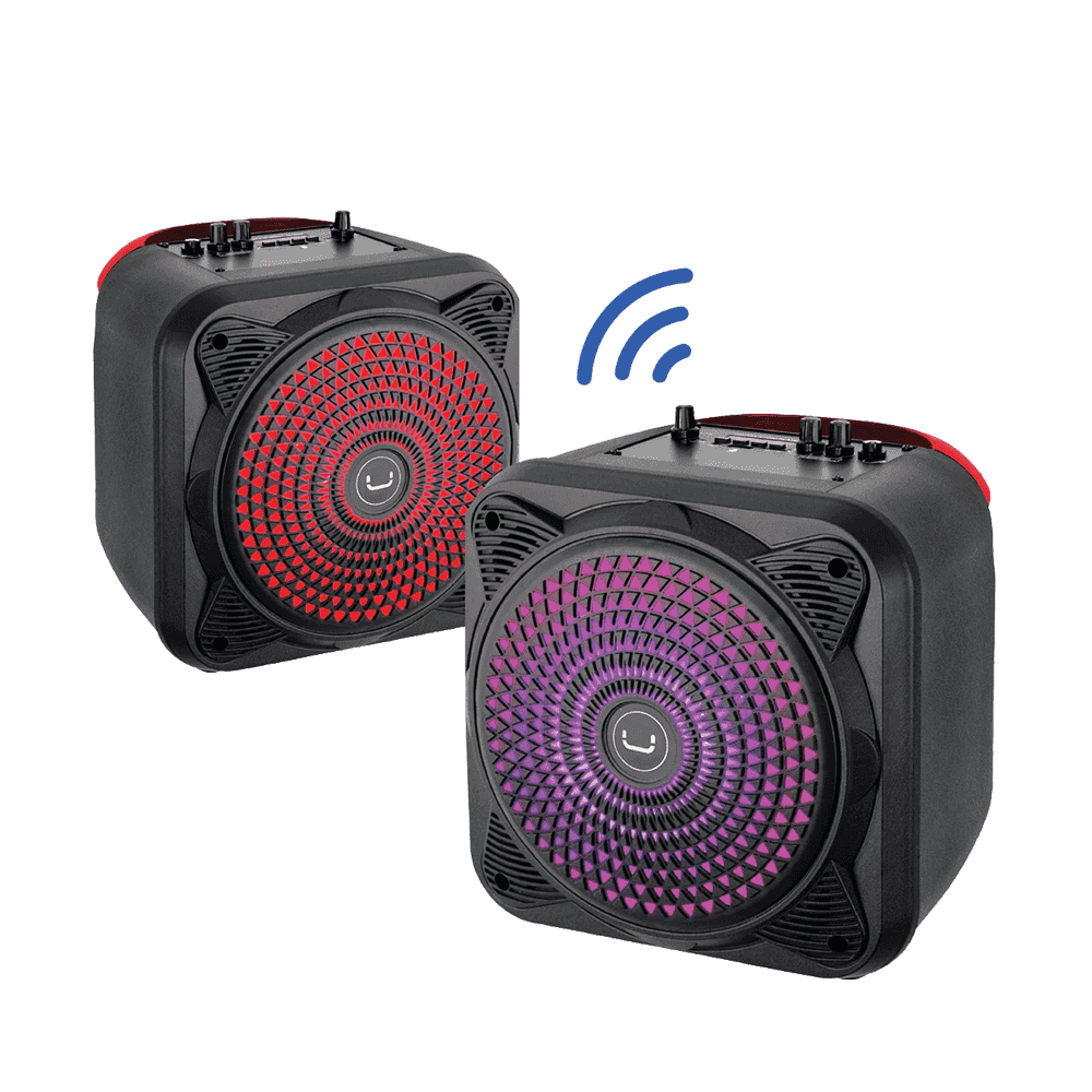 Parlante Unno Tekno SP9356BK Beatbox Karaoke 1800W PMPO TWS Bluetooth Radio FM USB Micro SD RGB