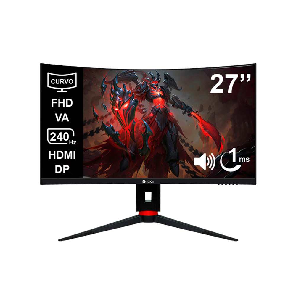 Monitor Teros TE-2764G 27 Pulgadas Gaming Curvo FHD 1920x1080 240Hz 1ms Audio Out 2x HDMI 2x DisplayPort