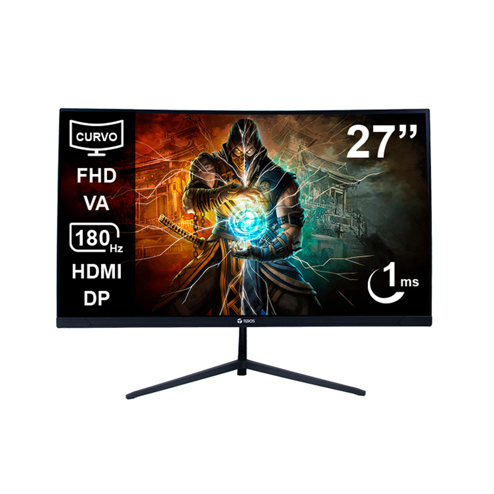 Monitor Teros TE-2787G 27 Pulgadas Gaming Curvo FHD 1920x1080 180Hz 1ms Audio Out 1x HDMI 1x DisplayPort