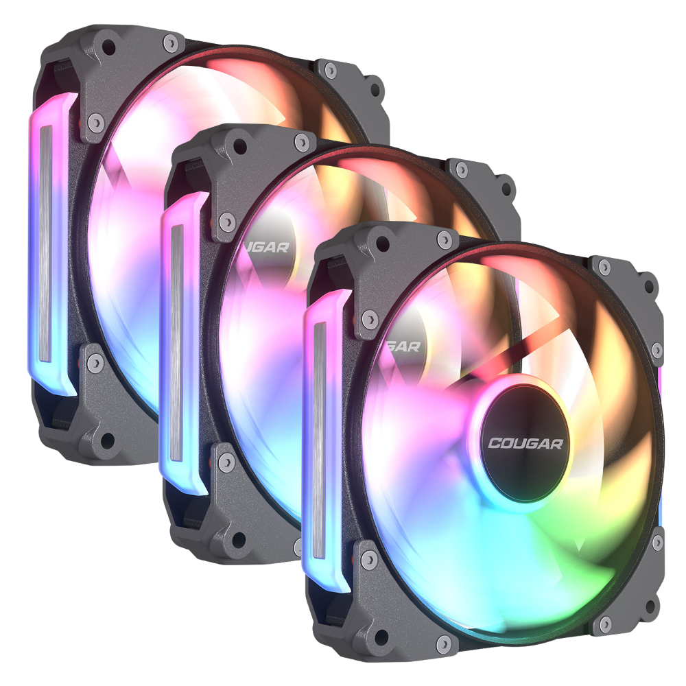Ventilador Cougar Apolar 120 ARGB Reverse Blade 120mm Kit 3 Ventiladores Negro