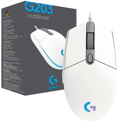 Mouse Logitech G203 LightSync Blanco