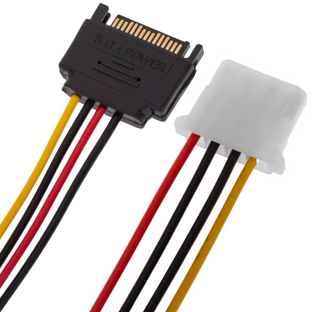 Cable de Poder SATA 15 Pines Hembra a IDE Molex Macho (2 Conectores SATA)
